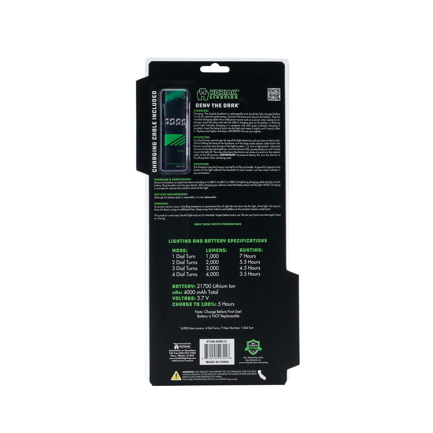 Kodiak® Kuadrant 4-Panel Rechargeable Lantern