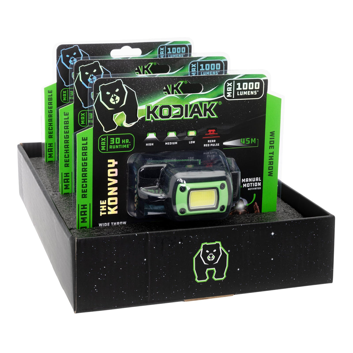 Kodiak® Konvoy® Rechargeable Motion Activated Wide Beam Headlamp