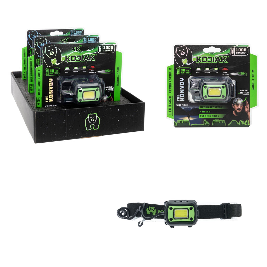 Kodiak® Konvoy® Rechargeable Motion Activated Wide Beam Headlamp