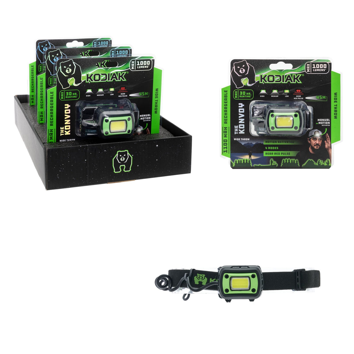 Kodiak® Konvoy® Rechargeable Motion Activated Wide Beam Headlamp