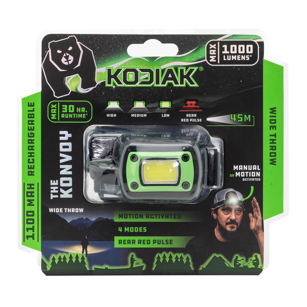 Kodiak® Konvoy® Rechargeable Motion Activated Wide Beam Headlamp
