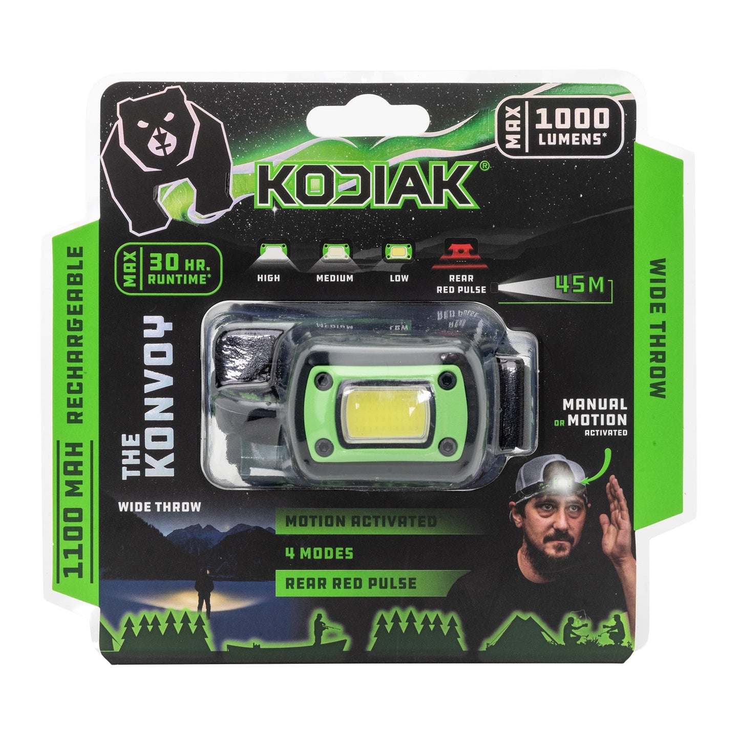 Kodiak® Konvoy® Rechargeable Motion Activated Wide Beam Headlamp