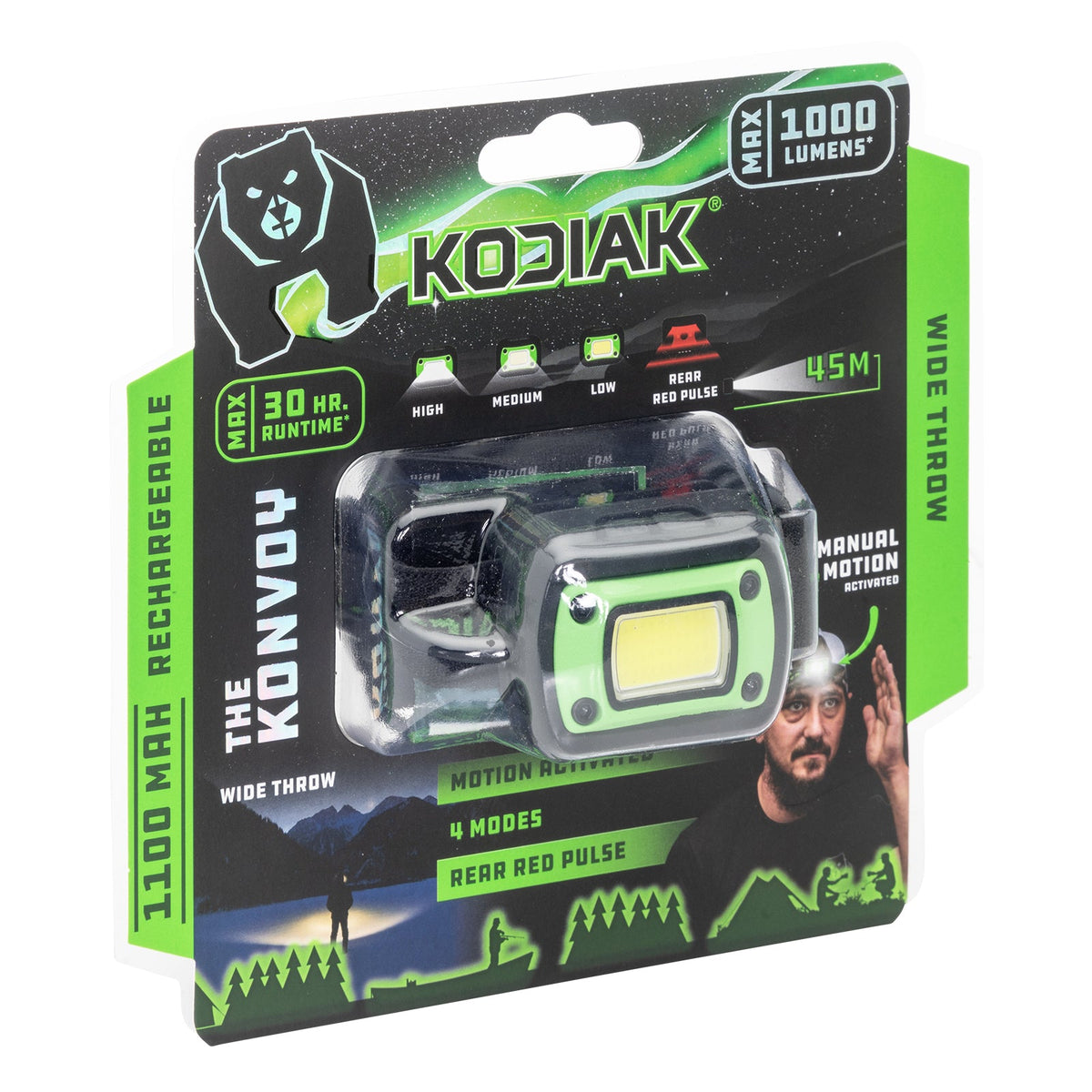 Kodiak® Konvoy® Rechargeable Motion Activated Wide Beam Headlamp