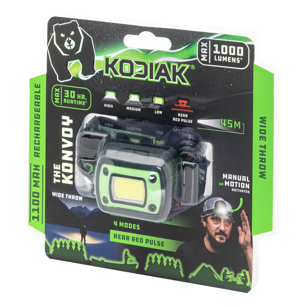 Kodiak® Konvoy® Rechargeable Motion Activated Wide Beam Headlamp