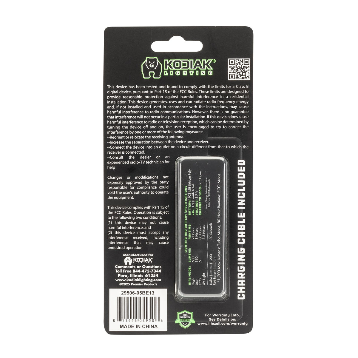 Kodiak® Krux Rechargeable Low Profile Flashlight with UV and Red Laser