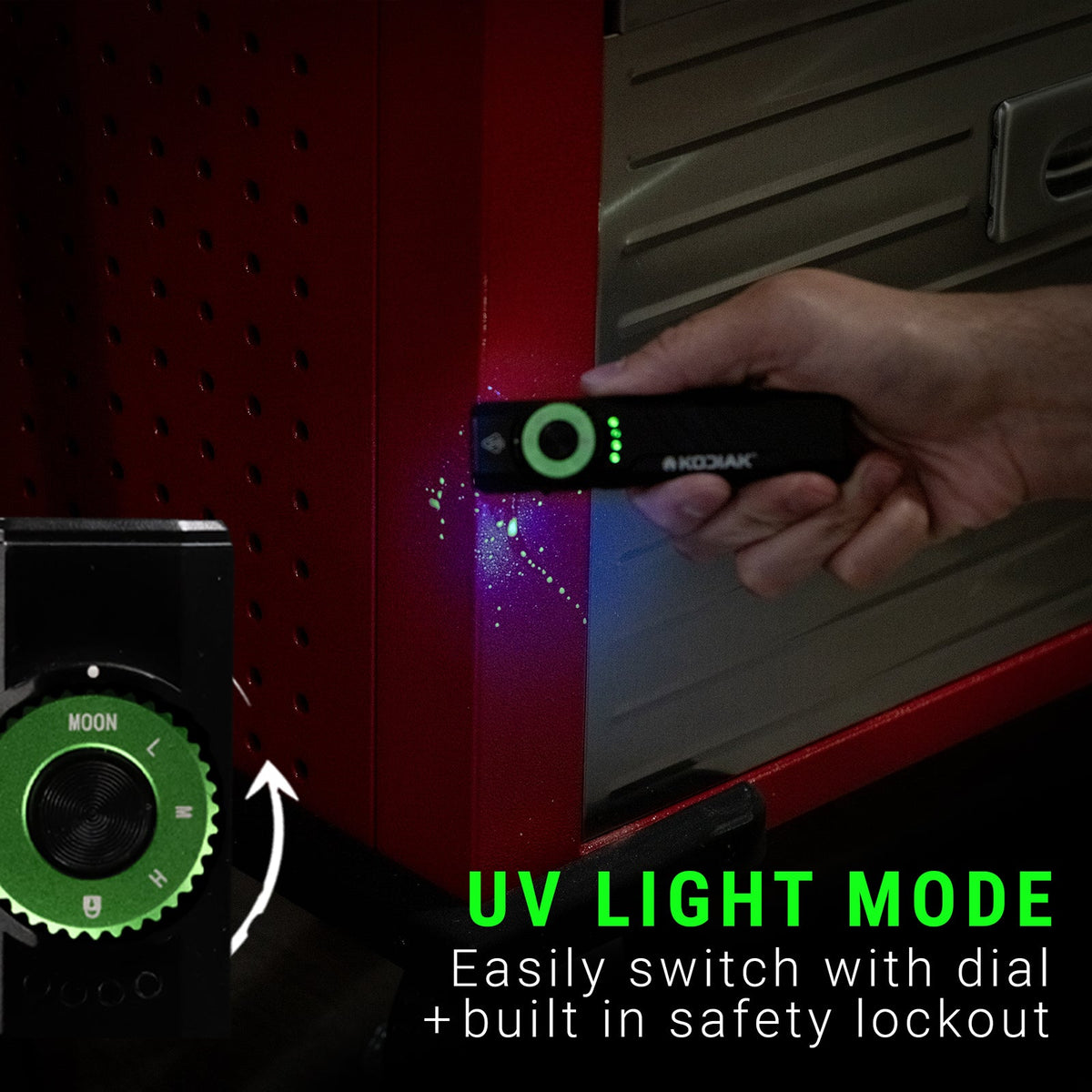 Kodiak® Krux Rechargeable Low Profile Flashlight with UV and Red Laser