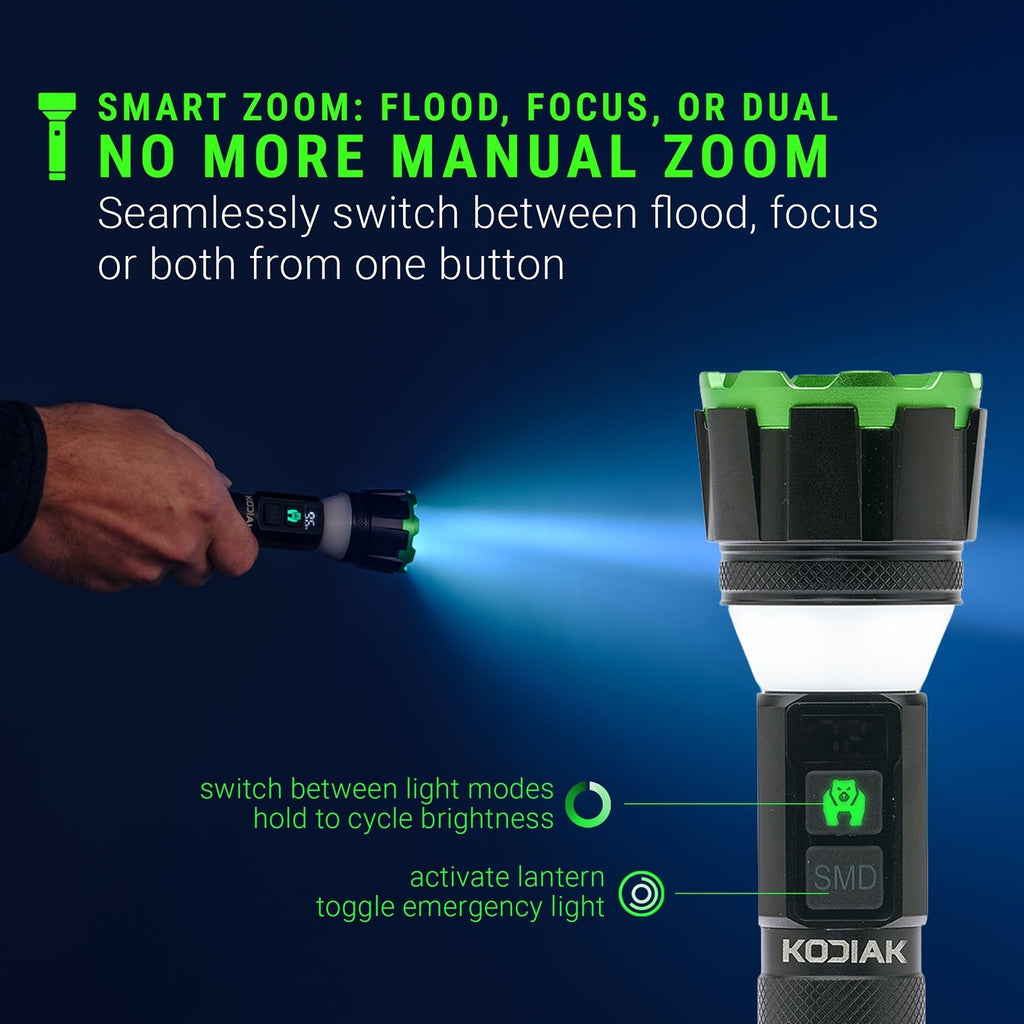 Kodiak® Kavern 1100 Lumen Smart Focus Rechargeable Flashlight - Lantern