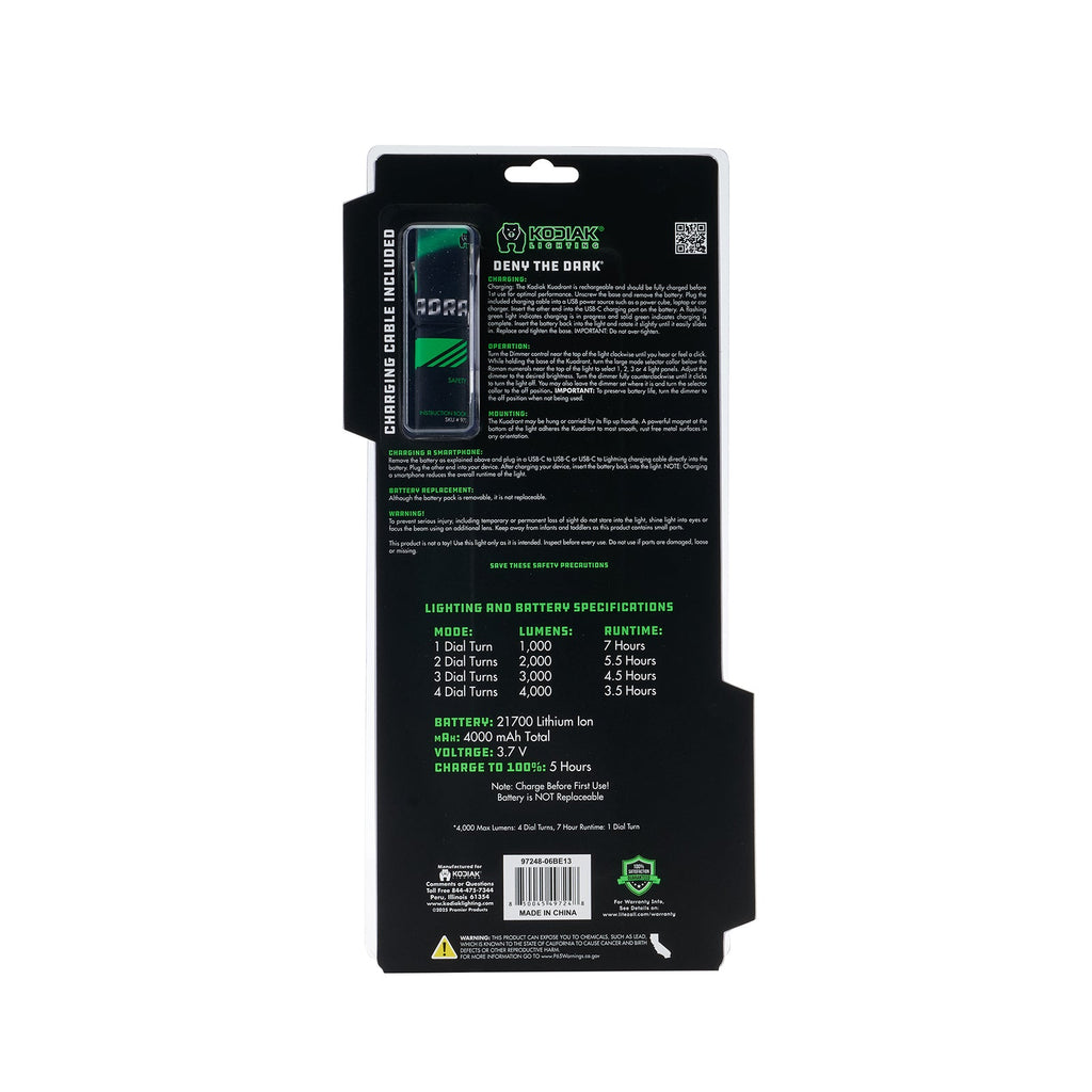 Kodiak® Kuadrant 4-Panel Rechargeable Lantern