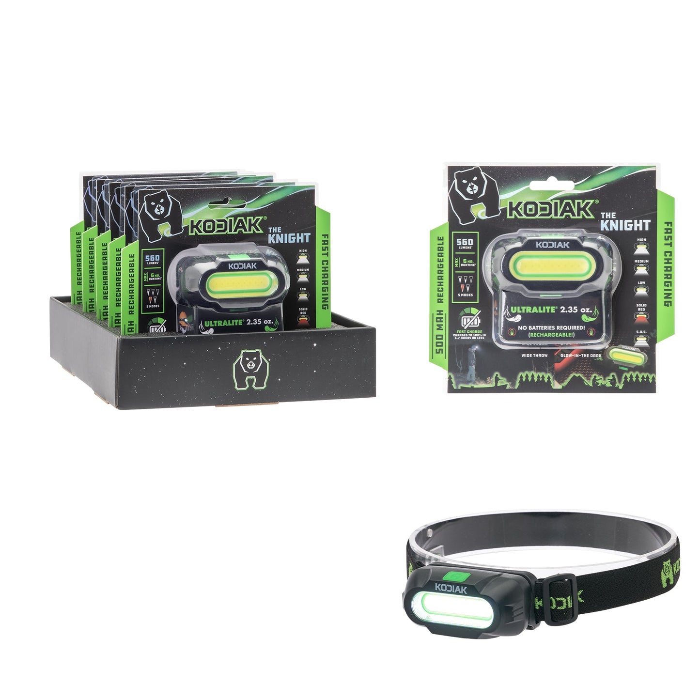 Kodiak® Knight Rechargeable 560 Lumen 5 Mode Headlamp