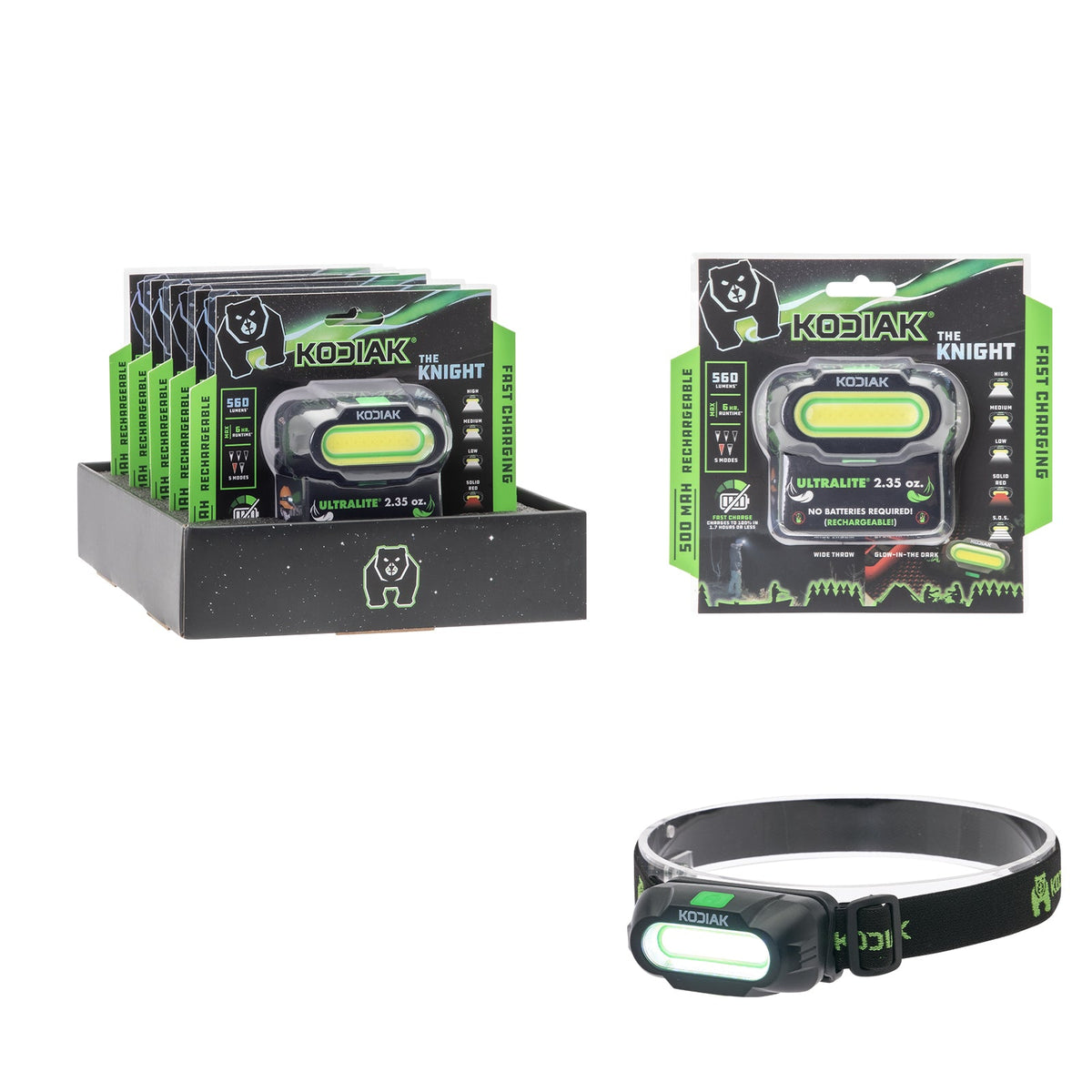 Kodiak® Knight Rechargeable 560 Lumen 5 Mode Headlamp