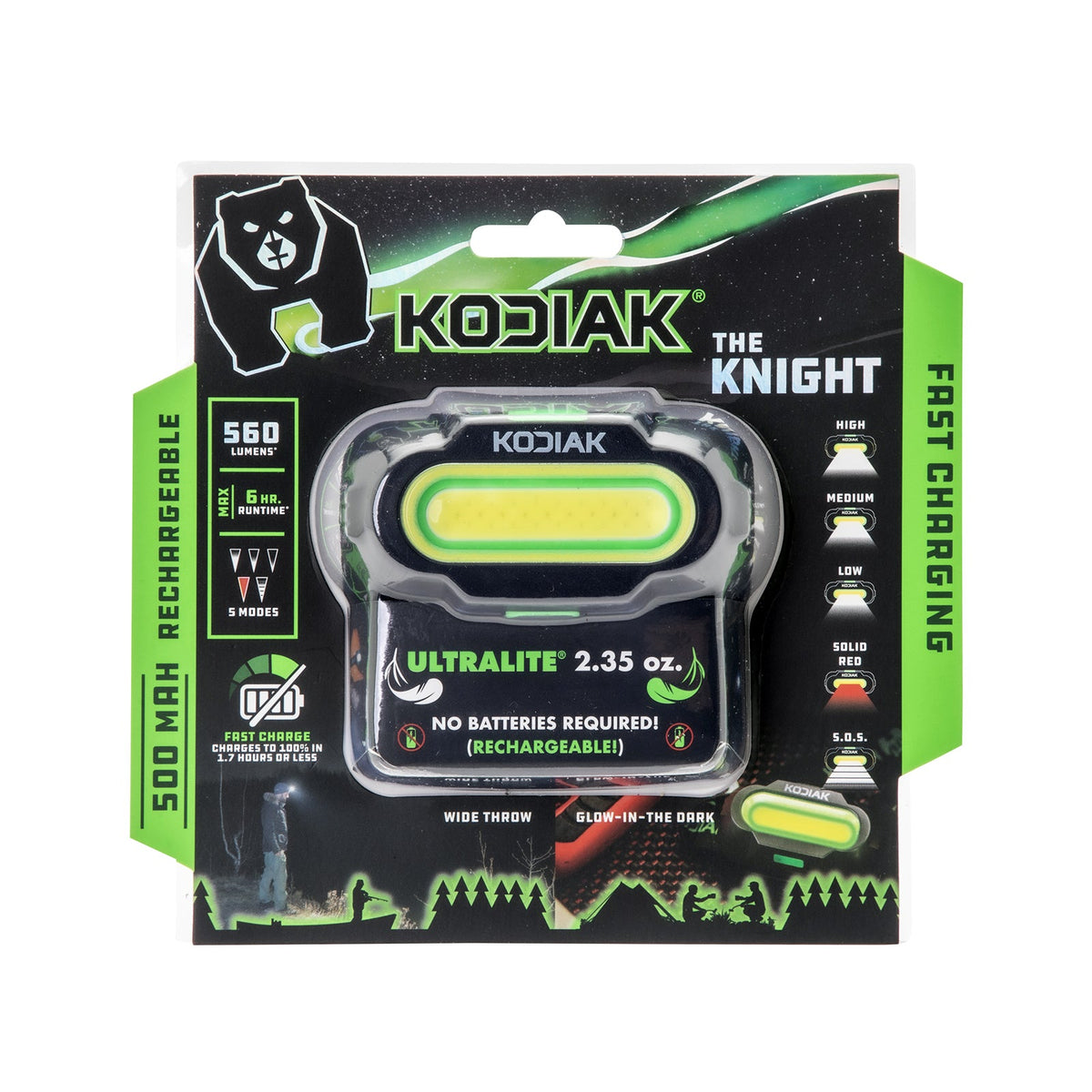Kodiak® Knight Rechargeable 560 Lumen 5 Mode Headlamp